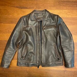 Thursday Boots Leather Roadster Jacket, Size L, Black Coffee